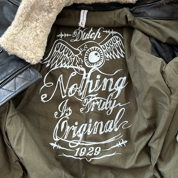 VON DUTCH Leather Pilot Bomber Jacket - Picture 13 of 14